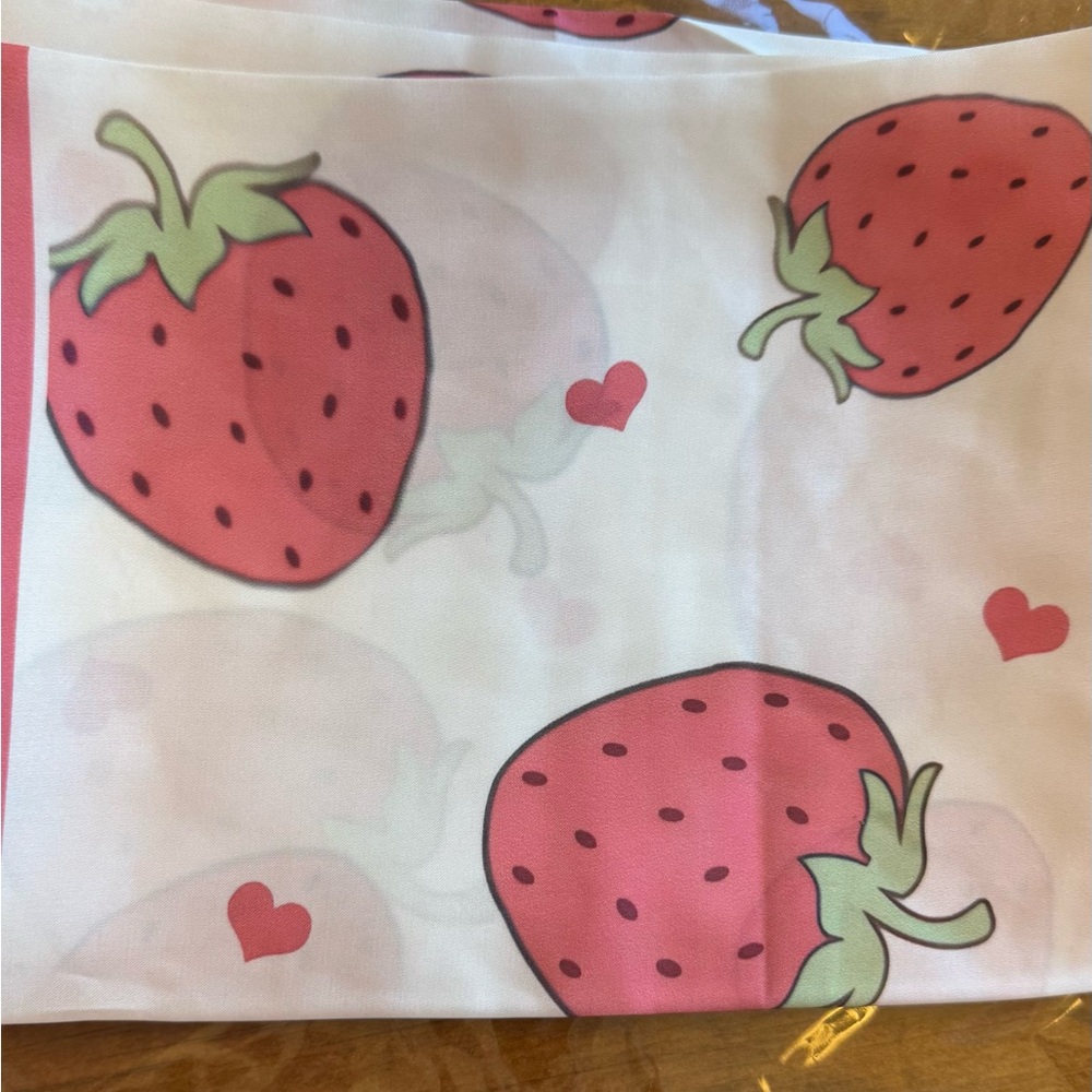 Silk Feeling Scarf with Strawberry Print 27.5 inches